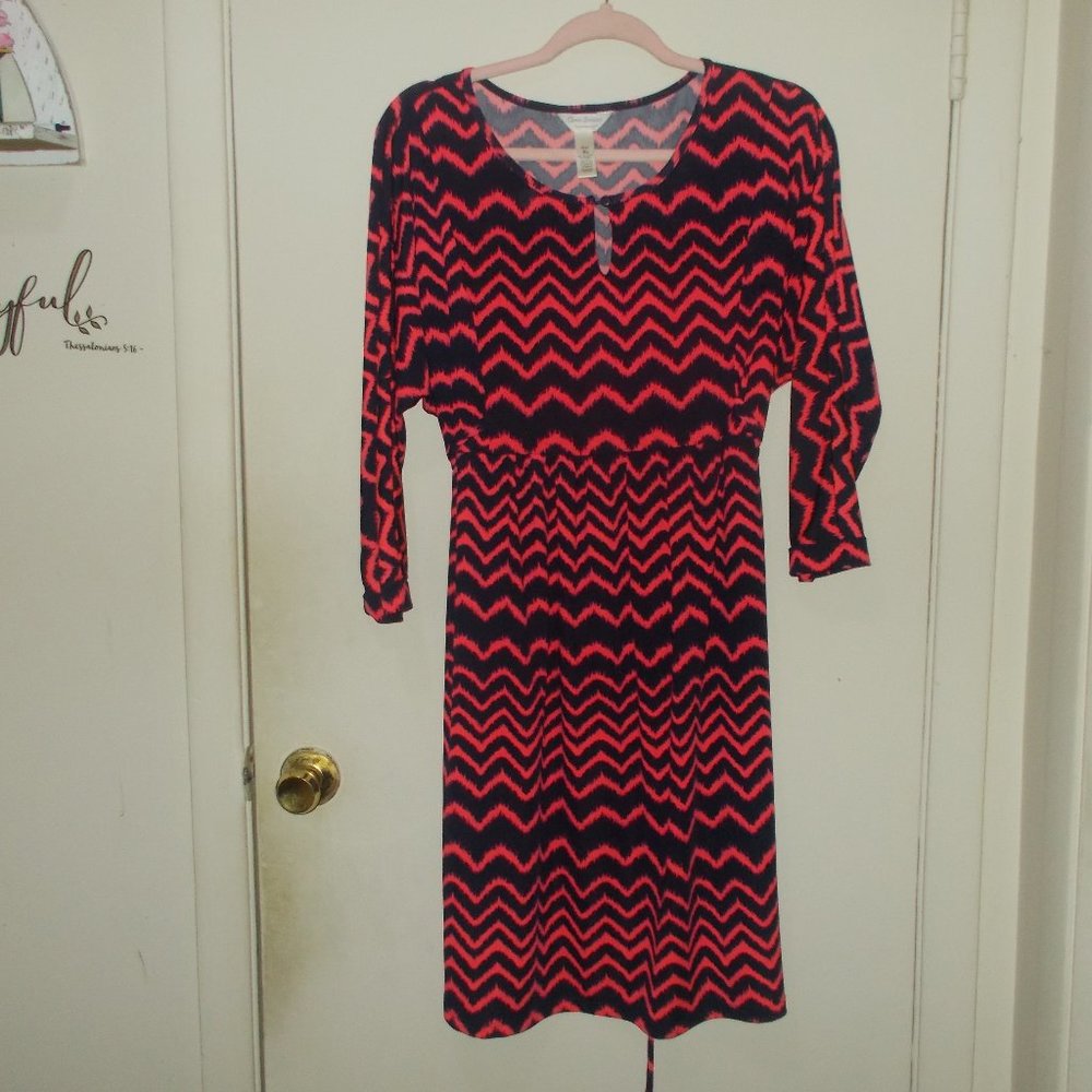 Three Seasons Maternity Patterned Dress Ex. Large